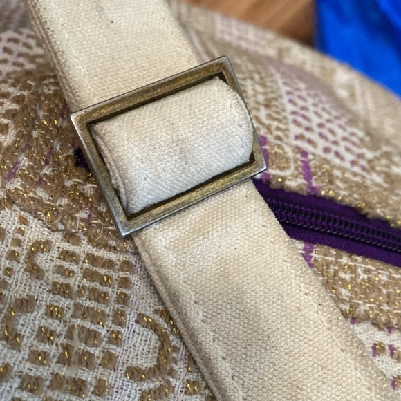Catori Boho Crossbody gold/purple thread & Zippers Bohemian Hippie Beach Gypsy - Picture 9 of 14